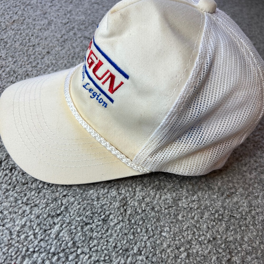 vtg Top Gun trucker hat mens Cream Mesh Adjustable cap snapback 90s 80s - Picture 2 of 9